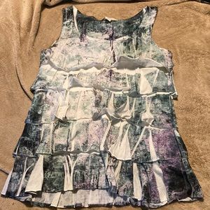 Colorful crinkle blouse/ forest printed